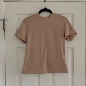 French Connection Short Sleeve Tee Tan Accent Braid Women's Size Medium